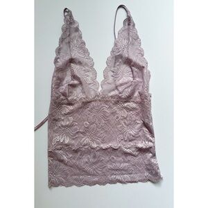 Frederick’s of Hollywood Lace Halter Lingerie Top Light Mauve
